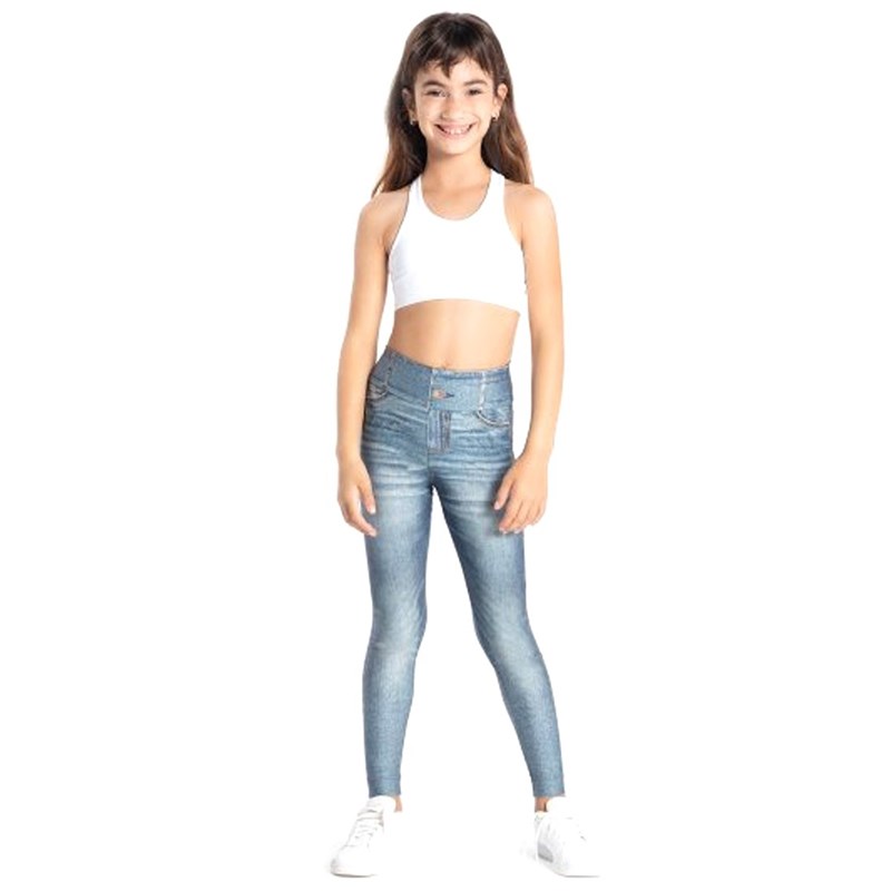 Calça Legging Infantil Denim Jeans Live Azul