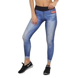 Calça Legging Live Athletic Jeans Azul
