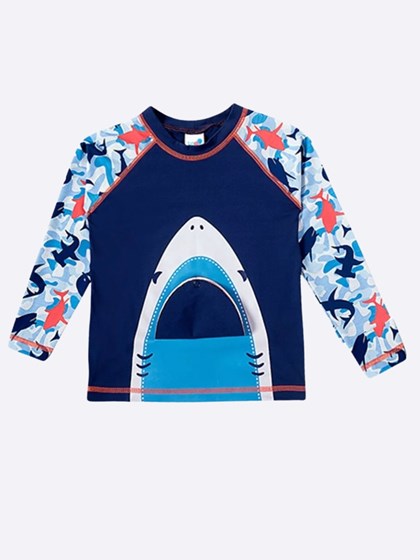 Camiseta Aplique Tubarão Tip Top Azul Marinho