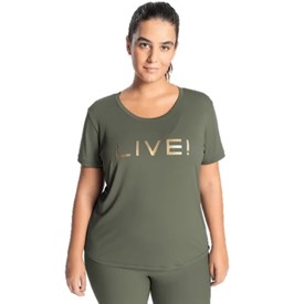 Camiseta Baby Look Plus Size Holographic Live Verde