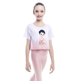 Camiseta Infantil Cropped Trinys Bailarina Rosa