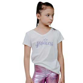 Camiseta Infantil Manga Curta Princess Le Frufru Branca