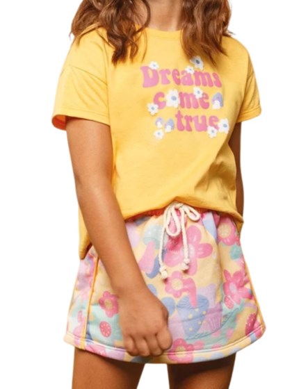 Conjunto Infantil Menina Bugbee Camiseta Saia Dreams Come True