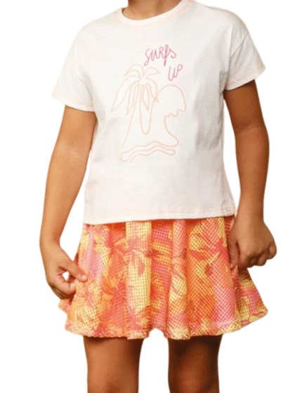 Conjunto Infantil Menina Bugbee Camiseta Saia Surfs Up