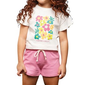 Conjunto Infantil Menina Bugbee Camiseta Short  FTHO 