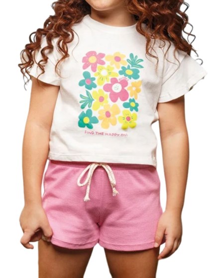Conjunto Infantil Menina Bugbee Camiseta Short  FTHO 